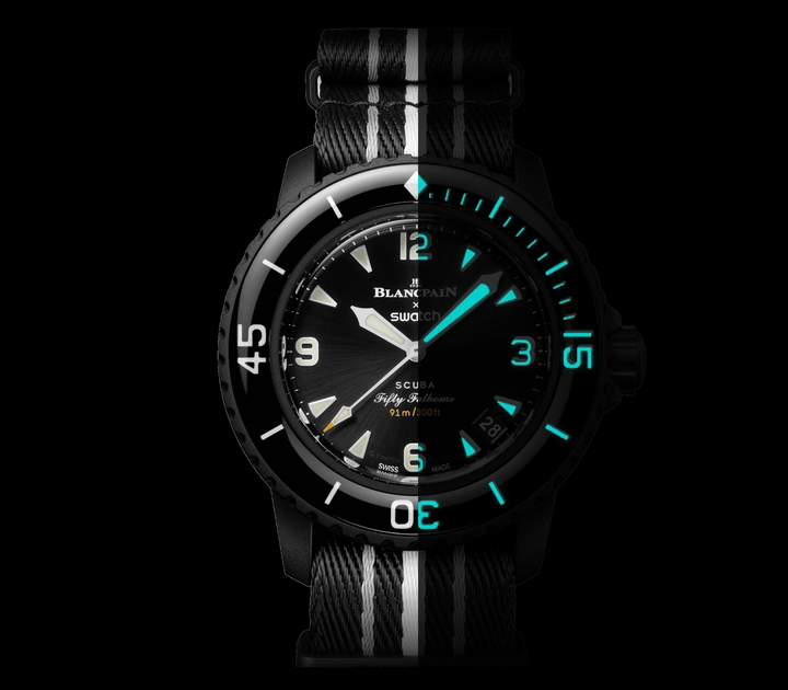Наручные часы Blancpain × Swatch Bioceramic Scuba Fifty Fathoms Collection ''OCEAN OF STORMS" (SO35B400) - изображение 5