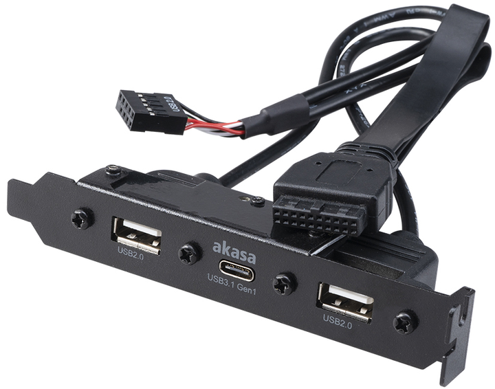 USB хаб Akasa USB 3.1 Gen 1 internal adapter cable USB 2.0 Type-A Black (AK-CBUB53-40BK) - зображення 1