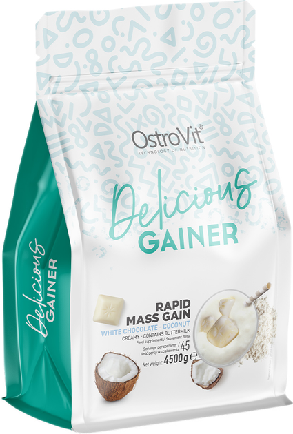 Гейнер OstroVit Delicious GAINER 4500 г Білий шоколад-кокос (5903933900902) - зображення 1