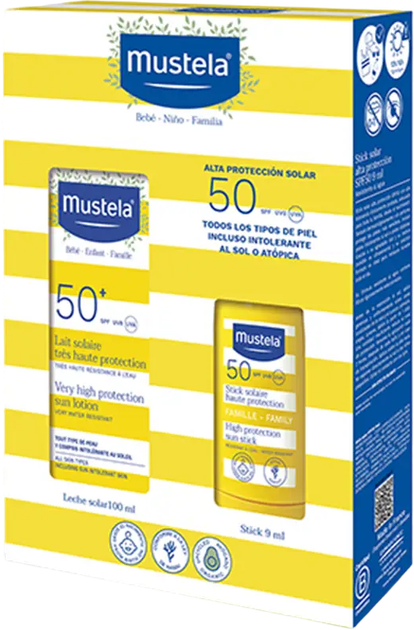 Zestaw Mustela Mleczko do opalania SPF50 100 ml + Sztyft do opalania SPF 50 9 ml (8436034154136) - obraz 1