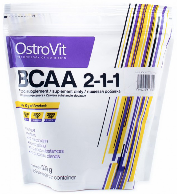 Амінокислота OstroVit Extra Pure BCAA 2-1-1 500 г Без смаку (5902232610154) - зображення 1