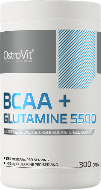 ВСАА OstroVit BCAA + Glutamine 1100 мг 300 капсул (5903246228427) - зображення 1