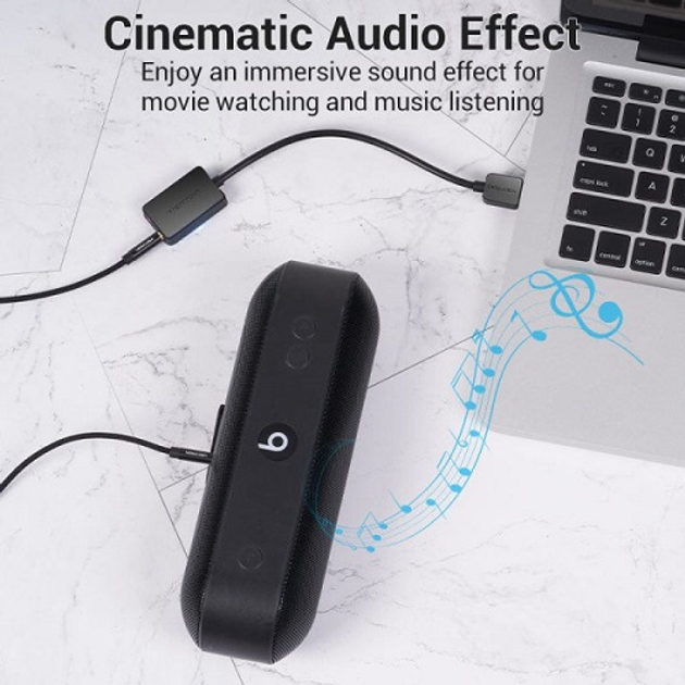 Звуковая плата USB Vention CDYB0 Audio USB – 2х3.5 мм jack 0.15m черная - изображение 5