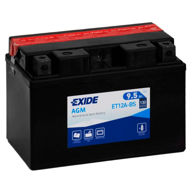 Акумулятор 9,5Ah-12v Exide AGM ET12A-BS (150х87х105) L, EN130 - зображення 2