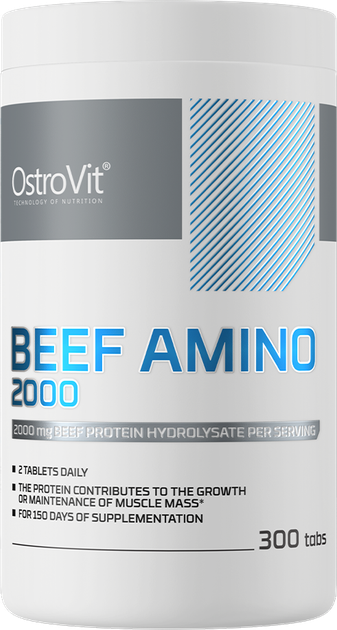 Aminokwasy OstroVit Beef Amino 2000 mg 300 tabletek (5903933911809) - obraz 1