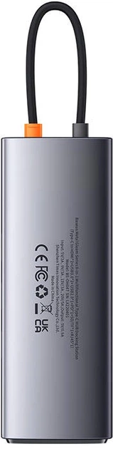 Хаб USB-C 9в1 Baseus Metal Gleam Series 2 x USB 3.0 + 2 x HDMI + USB 2.0 + USB-C PD + Ethernet RJ45 + microSD/SD Gray (WKWG060013) - зображення 3