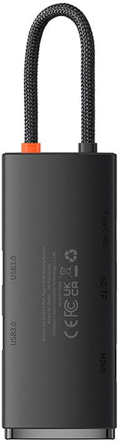 Hub USB Type-C Baseus OS Lite 6-Port HDMI + USB 3.0 x 2 + PD + SD/TF Black (WKQX080301) - obraz 5