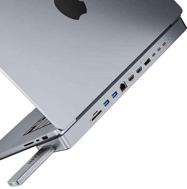 Док-станція Invzi MagХаб 12в2 USB-C до MacBook Pro 13" / 14" з кишенею SSD Gray (MH01-13) - зображення 2
