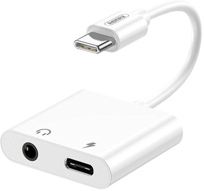 Adapter USB-C Remax USB-C + AUX 3.5 mm White (RL-LA11) - obraz 1
