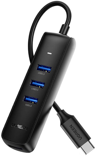 Адаптер Хаб USB Type-C 4в1 Ugreen 4 x USB 0.25 m Black (6957303819157) - зображення 2