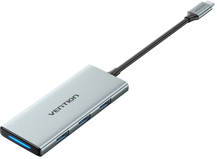 Хаб USB-C Vention HDMI + 3 x USB 3.0 + SD + TF + PD 0.15 м Gray (6922794773769) - зображення 5