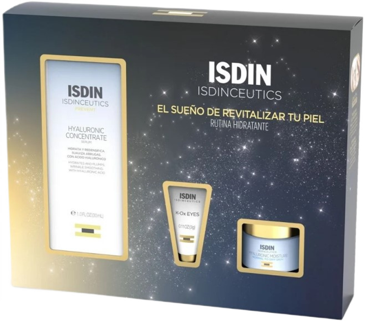 Набір для догляду за обличчям Isdin Isdinceutics Hyaluronic Концентрат-сироватка для обличчя 30 мл + Очищувальна олія для обличчя 27 мл + Крем для шкіри навколо очей 3 г (8429420276444) - зображення 1