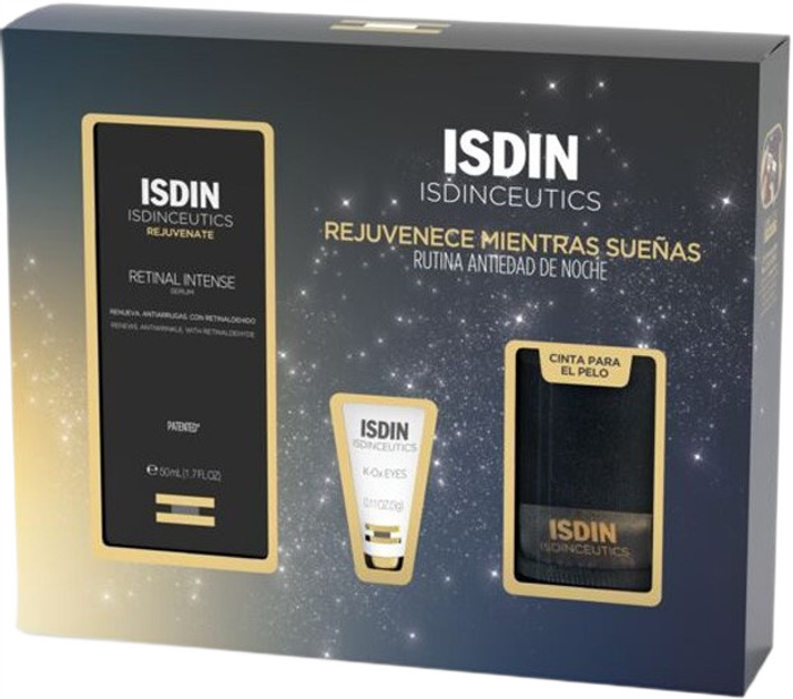 Zestaw do pielęgnacji twarzy Isdin Isdinceutics Retinal Intense Serum do twarzy 50 ml + Krem do skóry wokół oczu 3 g + Opaska na głowę (8429420276420) - obraz 1