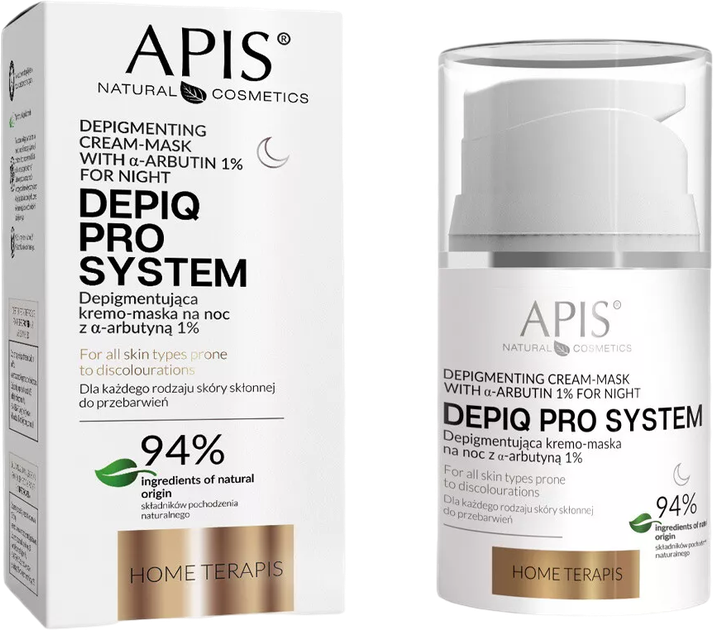 Krem-maska do twarzy Apis Depiq Pro System depigmentująca na noc z a-arbutyną 10% 50 ml (5901810051013) - obraz 1