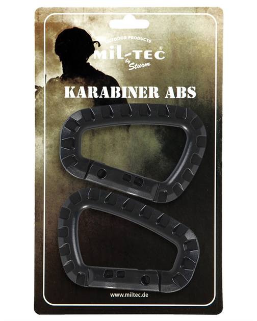 Набір 2 карабіни тактичні Mil-Tec® Чорні KARABINER ABS (2 ST./BLISTER) SCHWARZ (15921002) - изображение 1