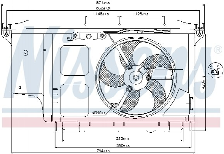 Вентилятор охлаждения двигателя NISSENS 85007 Peugeot 206, 308; Citroen Berlingo; Opel Grandland X 125479, 125383, 7104G7 - изображение 1