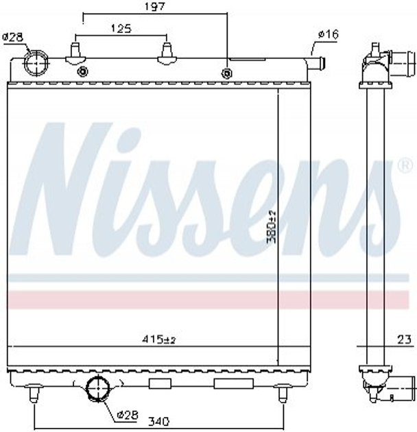 Радиатор охлаждения двигателя NISSENS 61277 Peugeot 2008, 207, 208; Citroen C3, C2, C4, DS3 1330E5 - изображение 1