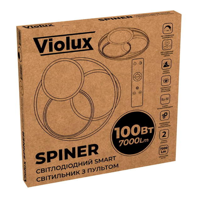 Світильник світлодіодний smart VIOLUX SPINER круг 100W 3000-5000K IP20 білий - изображение 4
