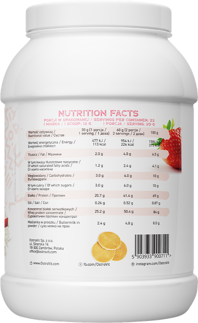 Protein OstroVit Delicious WHEY 700 g Wafle Truskawkowe (5903933900711) - obraz 2