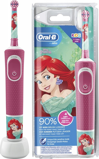 Електрична зубна щітка Oral-b Braun D100 Kids 3+ Princess (4210201241171) - зображення 1