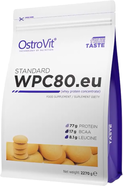 Białko OstroVit Standart WPC80.eu 2270 g Biszkoptowe marzenia (5902232619553) - obraz 1