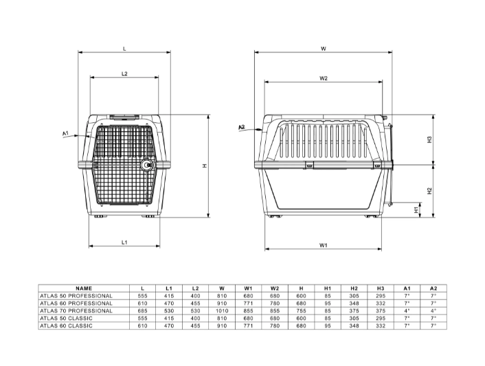 Переноска для собак та котів Ferplast Atlas Professional 60 сіра до 45 кг 61x91x68 см 73060021 - зображення 3