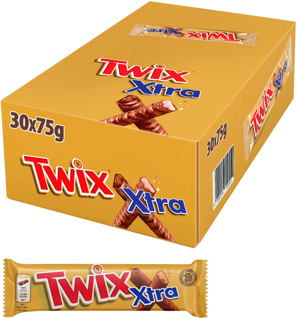 Упаковка батончиков Twix Extra 30 шт x 75 г (5000159558037) – купить в ...