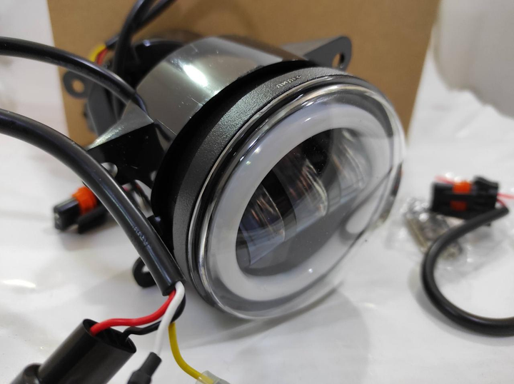 Дополнительные противотуманные LED фары ПТФ на Daewoo NEXIA 3,5" 45+45W W/Y обід/повор 06- комплект Дэу Нексия M2065155 - изображение 9