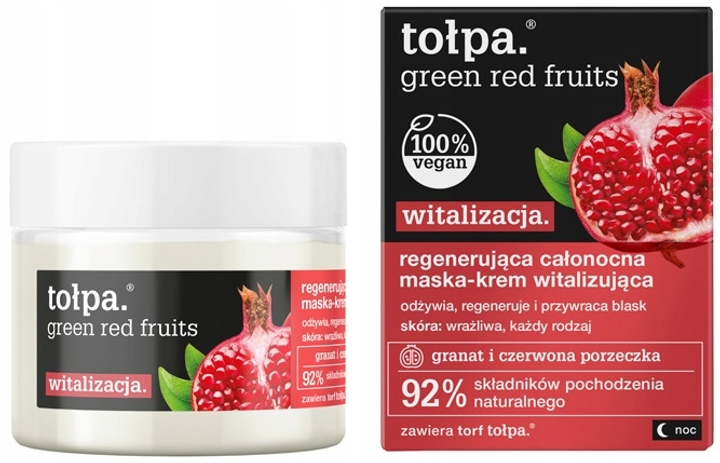 Живильний нічна крем-маска для обличчя 50 мл Tolpa Green Red Fruits, 50 мл (5902719413704) 