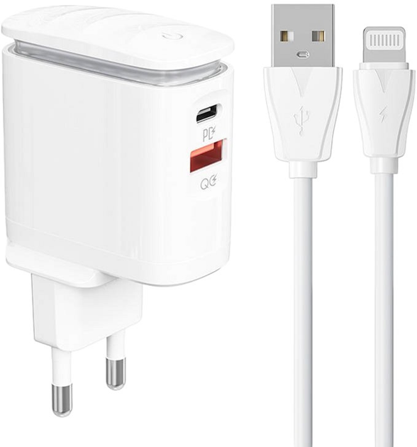 Мережевий зарядний пристрій Ldnio USB-C + кабель Lightning (A2423C Lightning) - зображення 1