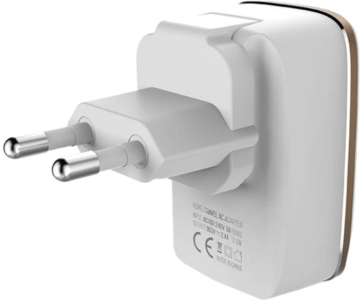 Мережевий зарядний пристрій Ldnio 2 x USB + кабель USB-C (A2204 Type-C) - зображення 2
