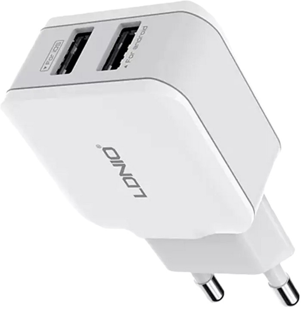 Ładowarka sieciowa Ldnio 2 x USB 12 W Biała (A2202 EU) - obraz 1