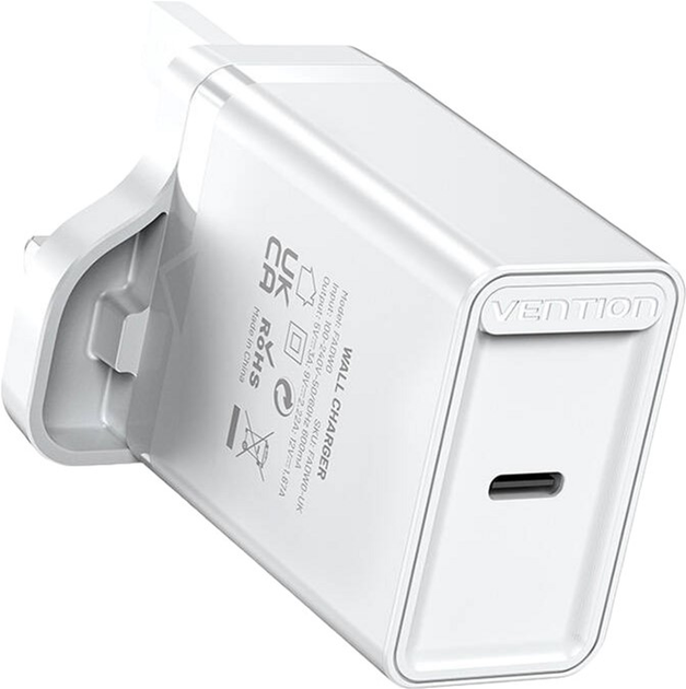 Ładowarka sieciowa Vention USB-C 20 W UK Biała (FADW0-UK) - obraz 3
