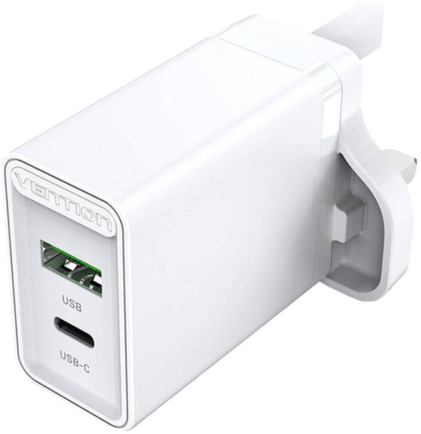 Мережевий зарядний пристрій Vention USB (A+C) 18 W/20 W UK White (FBBW0-UK ) - зображення 1
