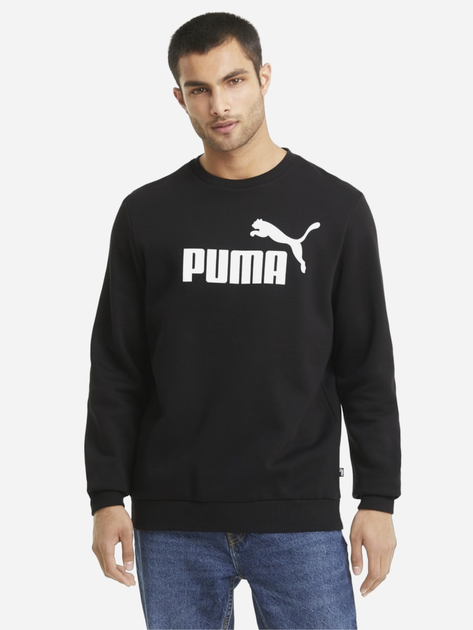 Bluza bez kaptura polarowa męska Puma Ess Big Logo Crew Fl 58667801 L Czarna (4063697319691) - obraz 1