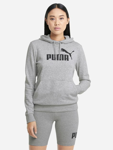 Bluza z kapturem damska Puma Ess Logo Hoodie Tr 58679104 M Szara (4063697203235) - obraz 1