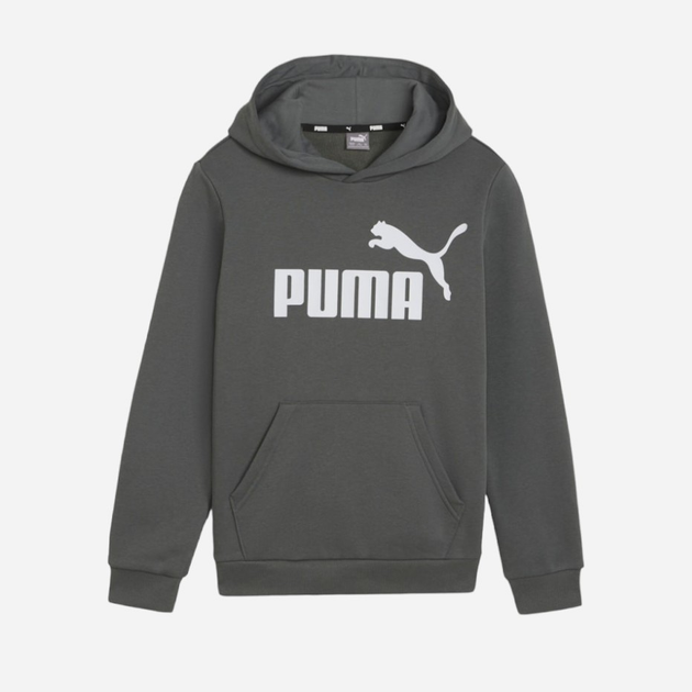 Підліткове тепле худі на флісі для хлопчика Puma Ess Big Logo Hoodie Fl B 58696560 158-164 см Темно-сіре (4099685595914) - зображення 4