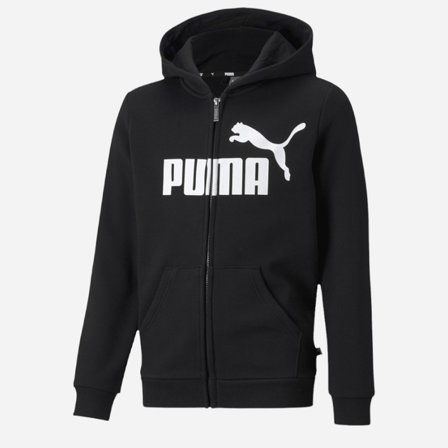 Дитяча толстовка з капюшоном для хлопчика Puma Ess Big Logo Fz Hoodie Fl B 58696701 164 см Чорне (4063697291089) - зображення 1