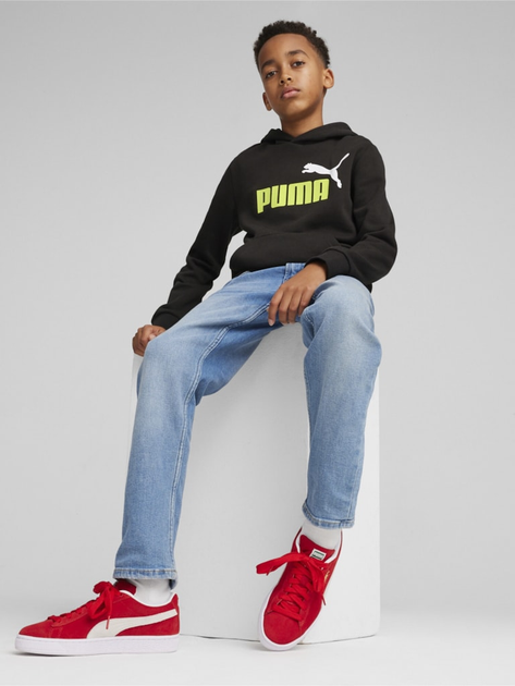 Młodzieżowa bluza z kapturem ocieplana chłopięca Puma Ess+ 2 Col Big Logo Hoodie Fl 58698759 158-164 cm Czarna (4099685450244) - obraz 3