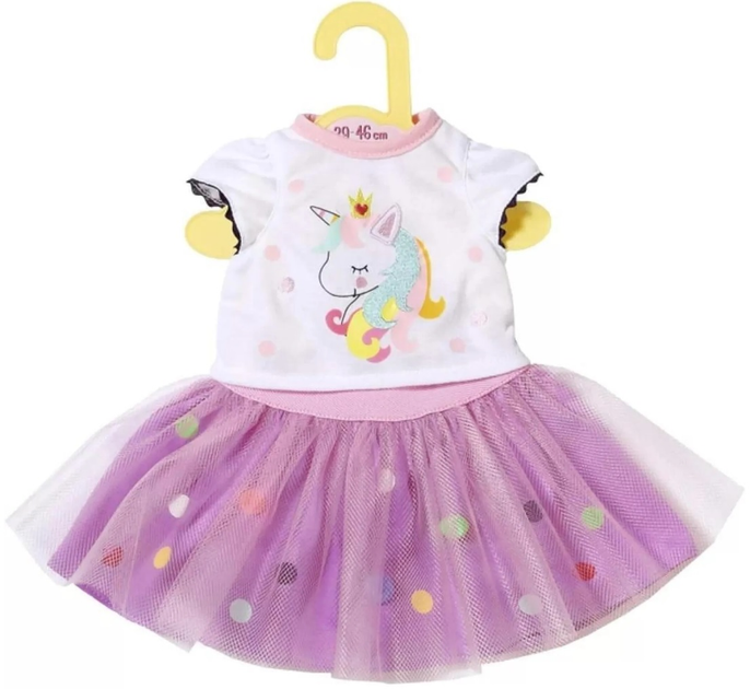 Koszulka z jednorożcem i spódniczka Zapf Creation Baby Born Dolly Moda Shirt + Tutu Unicorn dla lalki 36 cm (4001167870563) - obraz 1