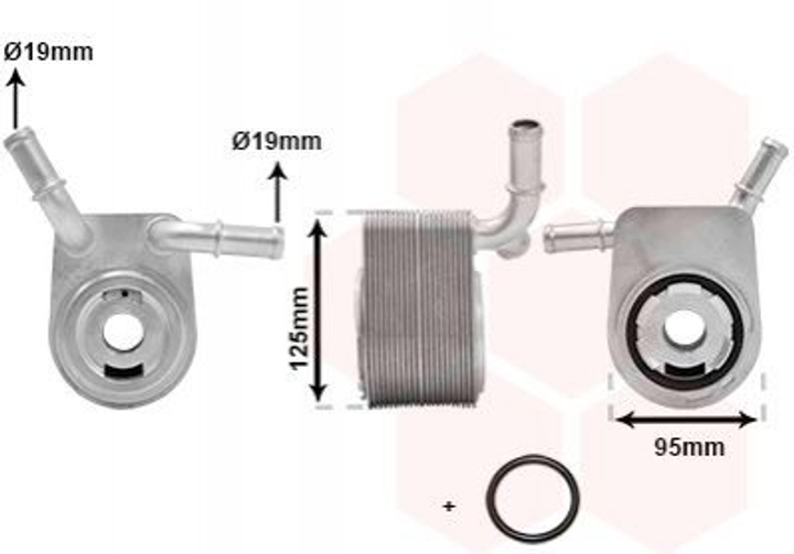 Радіатор масляний (теплообмінник) Van Wezel 18013721 Ford Focus 4M5G6B856BC, 1319176, 1331464 - зображення 1