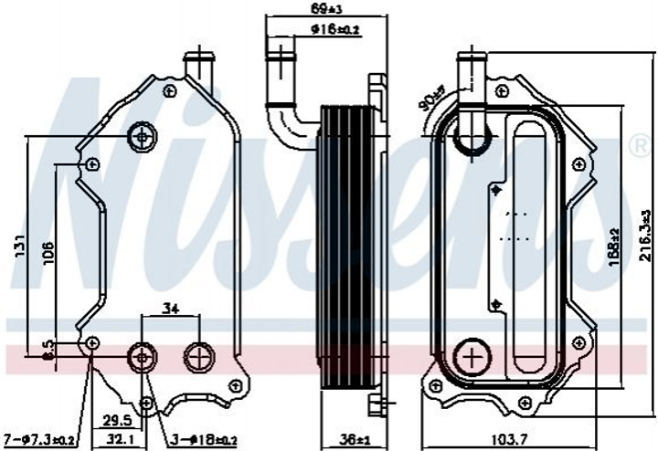 Радіатор масляний (теплообмінник) NISSENS 91117 Toyota Avensis, Rav-4, Verso, Corolla, Auris; Lexus IS 157100R010, 157100R011 - зображення 1