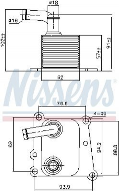 Олійний радіатор (теплообмінник) NISSENS 90776 Ford Focus, Fiesta, S-Max, Galaxy, Transit, Mondeo, Connect, C-Max 1079204, 1149418, 1212740 - зображення 1