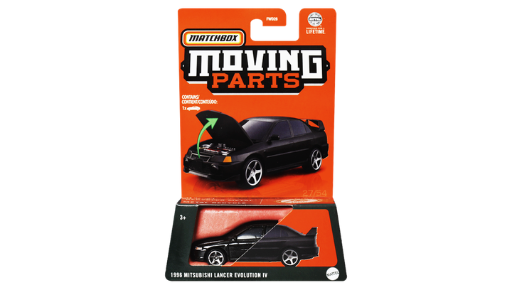 Тематична Машинка Matchbox Mitsubishi 1996 Mitsubishi Lancer Evolution IV Moving Parts 1:64 FWD28/HVM98 Black - зображення 2