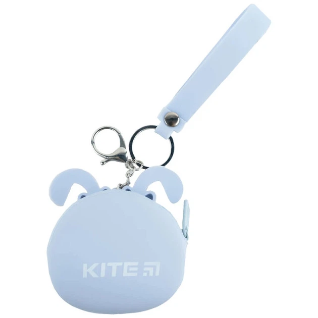 Гаманець для монет Kite "Зайка" 8x7x3 см на молнії + ручка-петля та карабін і кільце для ключів силіконовий сірий (K24-2799-1) - зображення 3