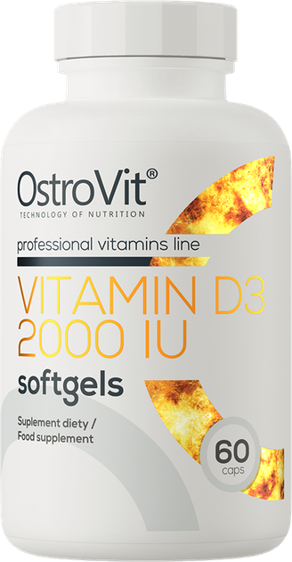 Харчова добавка OstroVit Vitamin D3 2000 IU 60 капсул (5903246221954) - зображення 1