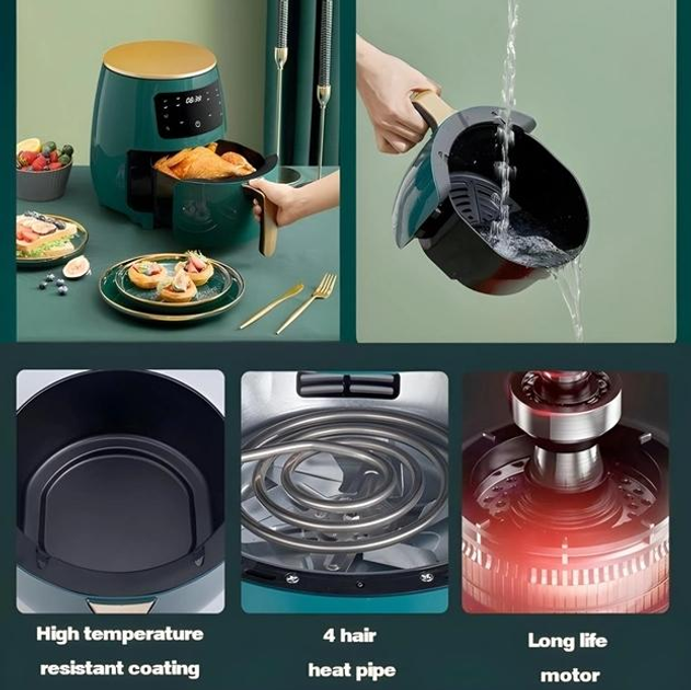 Фрітюрниця AIR FRYER AIR FAYER XL-614 зелена - зображення 4