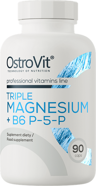 Suplement diety OstroVit Triple Magnesium + B6 P-5-P 90 kapsułek (5903246229219) - obraz 1