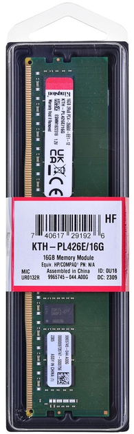 Оперативна пам'ять Kingston KTH DDR4-2666 16384MB PC4-21300 ECC Registered до HPE/HP (KTH-PL426E/16G) - зображення 2