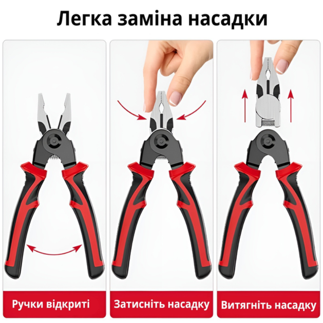 Багатофункціональні плоскогубці 5 в 1, з насадками - зображення 3